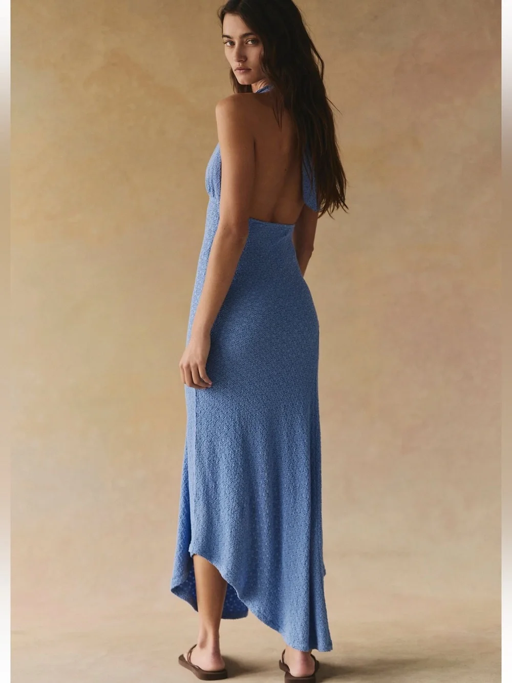 Free People Amelie Midi Dress in Blue Vista